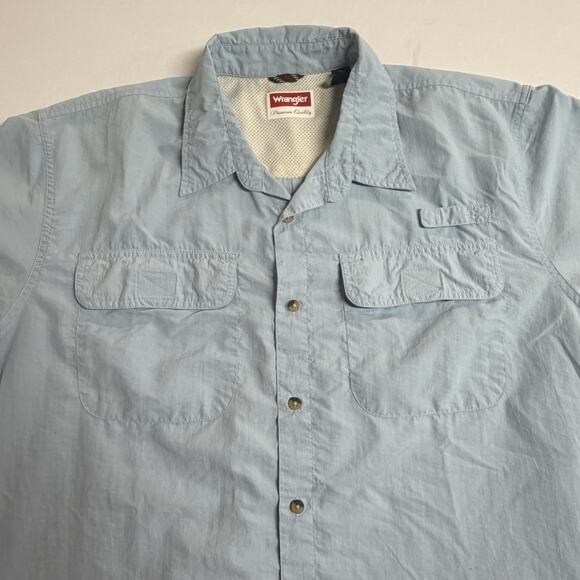 Wrangler Premium Quality Blue Short Sleeve Button Down Work Shirt Men's Size XL - Picture 4 of 11